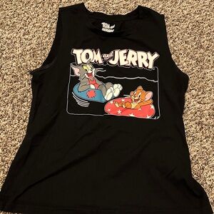 Tom and Jerry Black Sleeveless Top